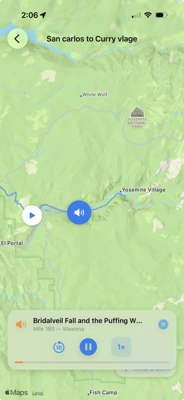 Active tour with now-playing bar